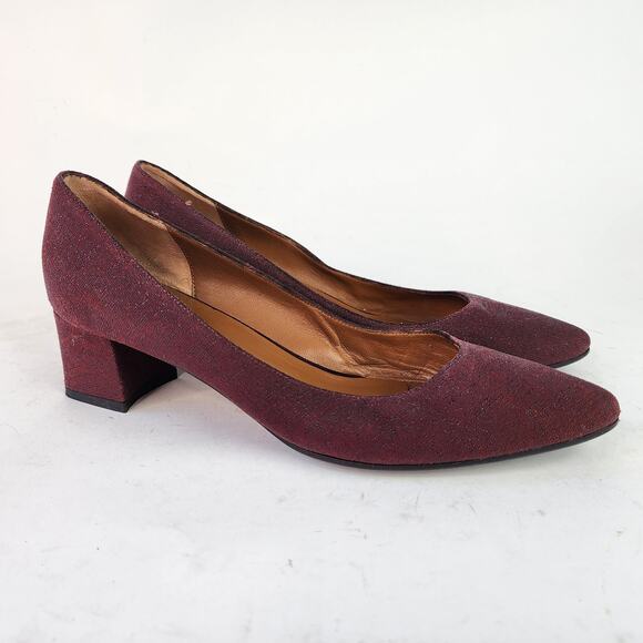 Aquatalia Pasha Pump Burgundy Classic Block Heels 8.5 - Picture 7 of 9